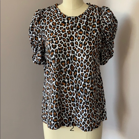 ALC Kati leopard print tee puffed sleeve sz M - Picture 4 of 4